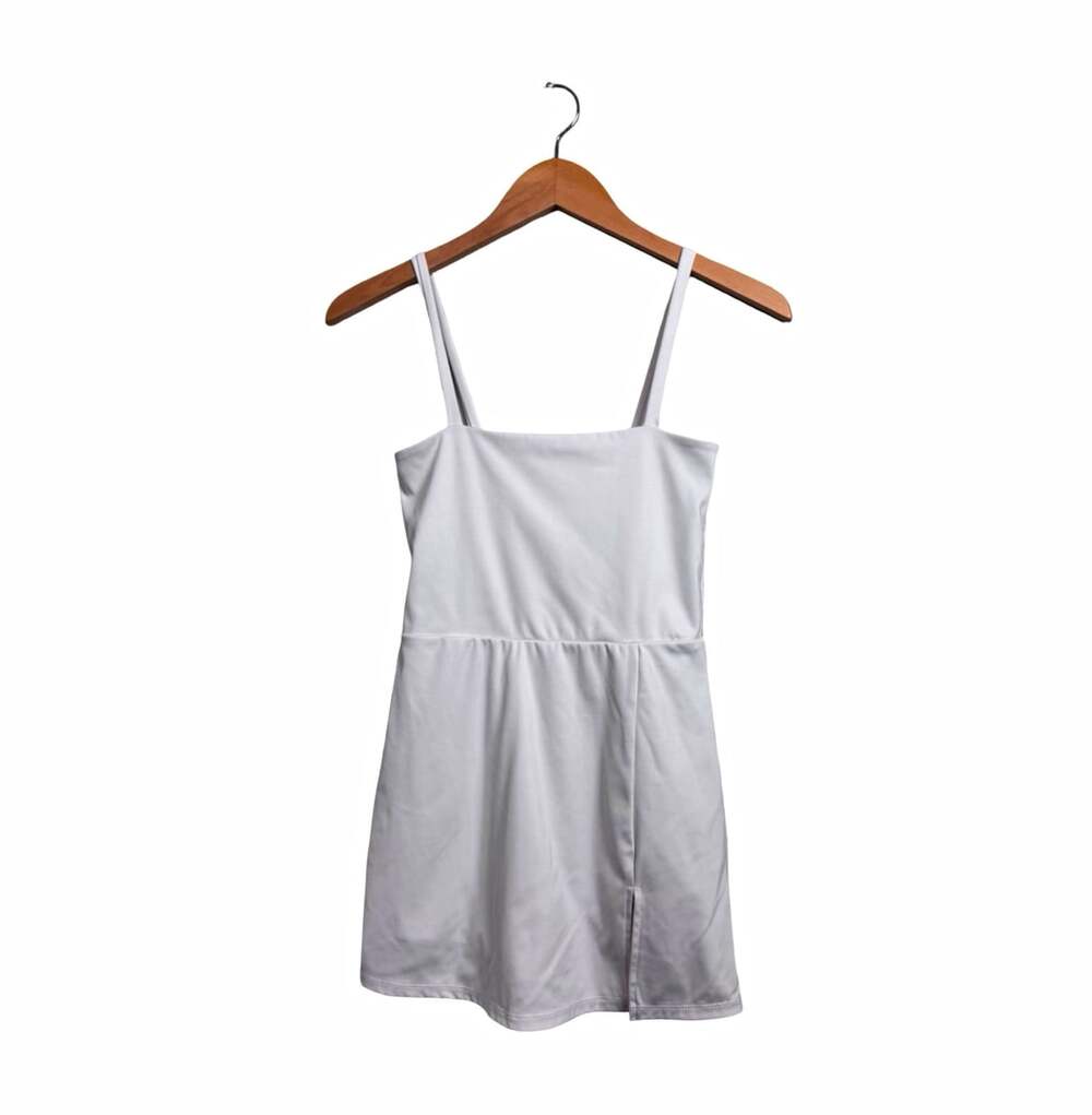 Aéropostale White Satin Polyester Spandex Square Neck Slip Mini Dress Size XS